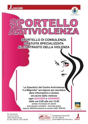 Locandina dello sportello antiviolenza